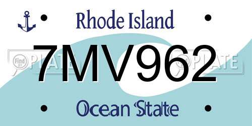 7MV962 Rhode Island License Plate