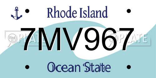 7MV967 Rhode Island License Plate