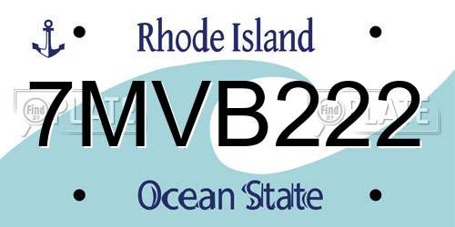 7MVB222 Rhode Island License Plate