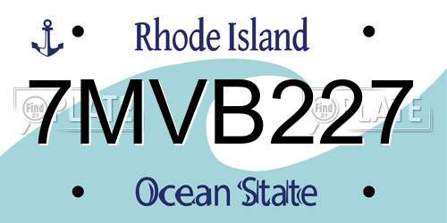 7MVB227 Rhode Island License Plate