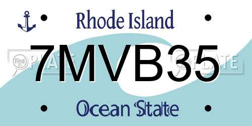 7MVB35 Rhode Island License Plate