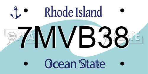 7MVB38 Rhode Island License Plate