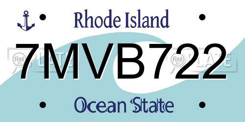 7MVB722 Rhode Island License Plate