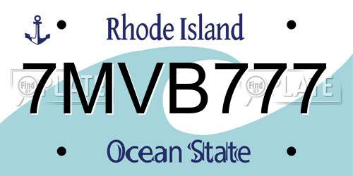 7MVB777 Rhode Island License Plate