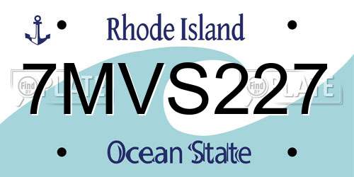 7MVS227 Rhode Island License Plate