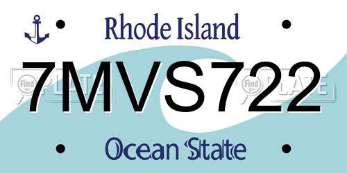 7MVS722 Rhode Island License Plate