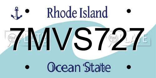 7MVS727 Rhode Island License Plate
