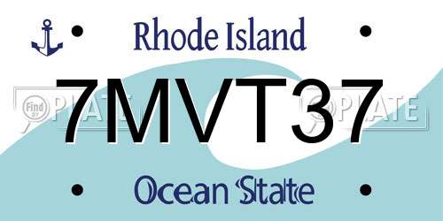 7MVT37 Rhode Island License Plate