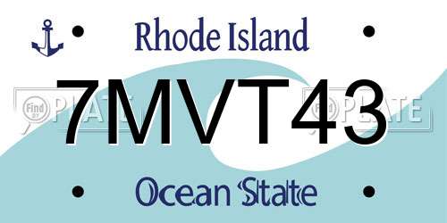 7MVT43 Rhode Island License Plate
