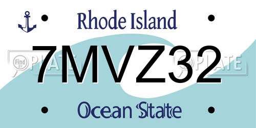 7MVZ32 Rhode Island License Plate