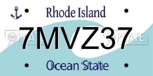 7MVZ37 Rhode Island License Plate