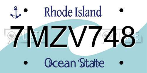7MZV748 Rhode Island License Plate
