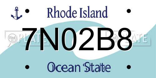 7N02B8 Rhode Island License Plate