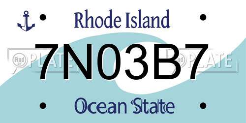 7N03B7 Rhode Island License Plate
