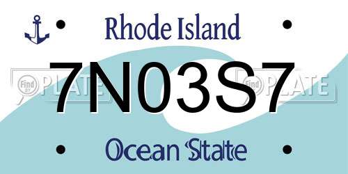 7N03S7 Rhode Island License Plate