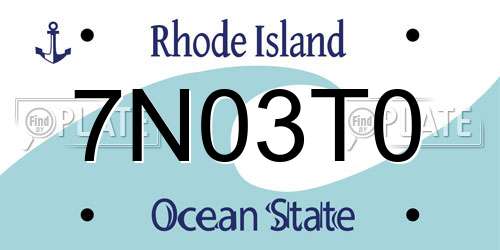 7N03T0 Rhode Island License Plate