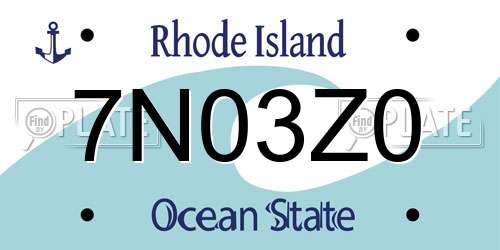 7N03Z0 Rhode Island License Plate