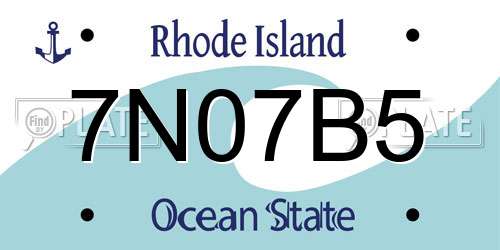 7N07B5 Rhode Island License Plate