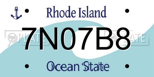 7N07B8 Rhode Island License Plate