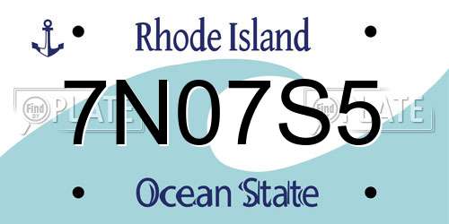 7N07S5 Rhode Island License Plate