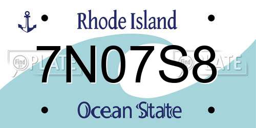 7N07S8 Rhode Island License Plate