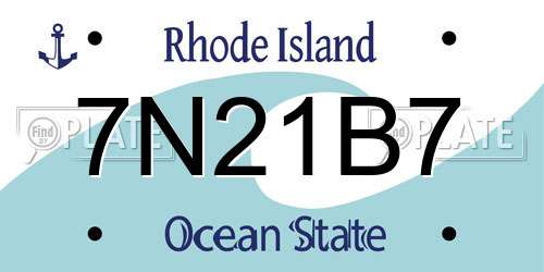 7N21B7 Rhode Island License Plate
