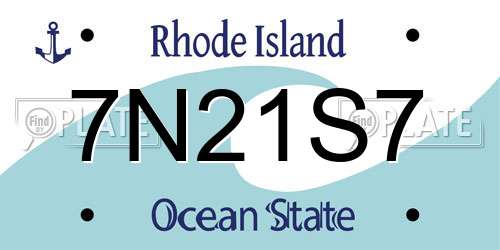 7N21S7 Rhode Island License Plate