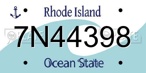 7N44398 Rhode Island License Plate