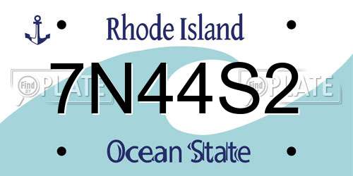 7N44S2 Rhode Island License Plate