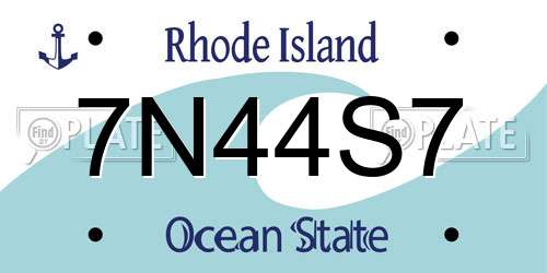 7N44S7 Rhode Island License Plate