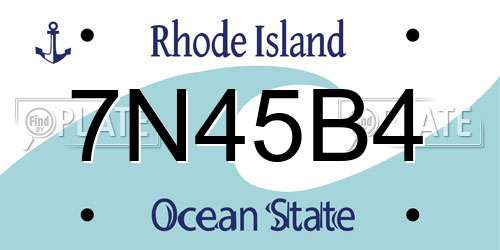 7N45B4 Rhode Island License Plate