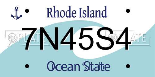 7N45S4 Rhode Island License Plate