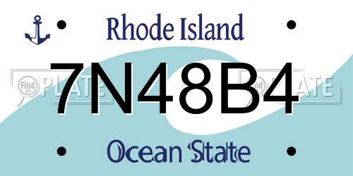 7N48B4 Rhode Island License Plate