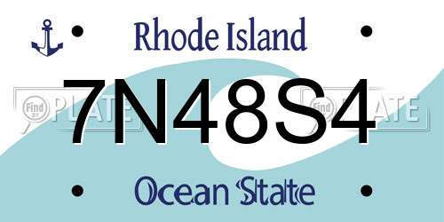 7N48S4 Rhode Island License Plate