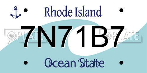 7N71B7 Rhode Island License Plate
