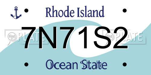 7N71S2 Rhode Island License Plate
