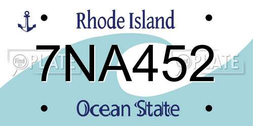 7NA452 Rhode Island License Plate