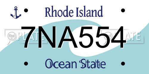 7NA554 Rhode Island License Plate