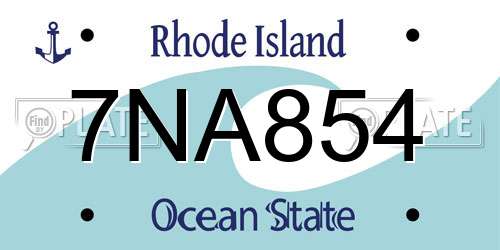 7NA854 Rhode Island License Plate