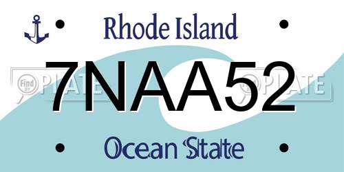 7NAA52 Rhode Island License Plate