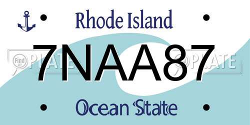 7NAA87 Rhode Island License Plate