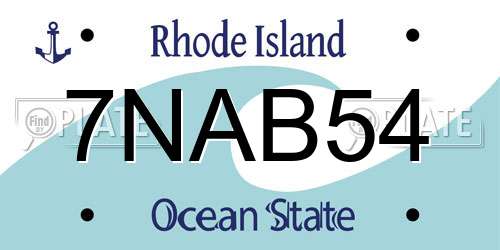 7NAB54 Rhode Island License Plate