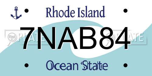 7NAB84 Rhode Island License Plate