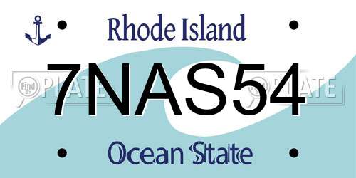 7NAS54 Rhode Island License Plate