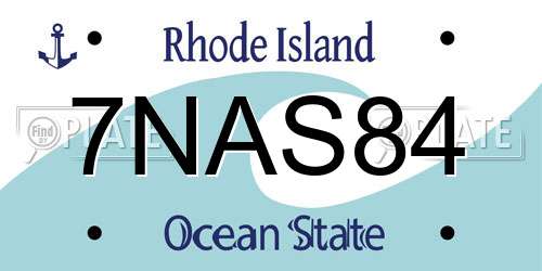 7NAS84 Rhode Island License Plate