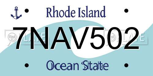 7NAV502 Rhode Island License Plate