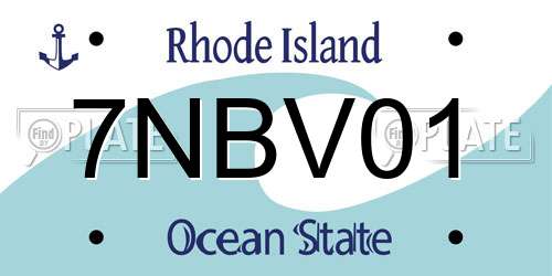 7NBV01 Rhode Island License Plate