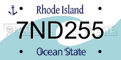 7ND255 Rhode Island License Plate