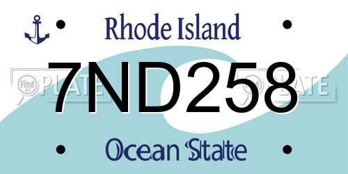 7ND258 Rhode Island License Plate