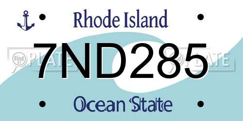 7ND285 Rhode Island License Plate